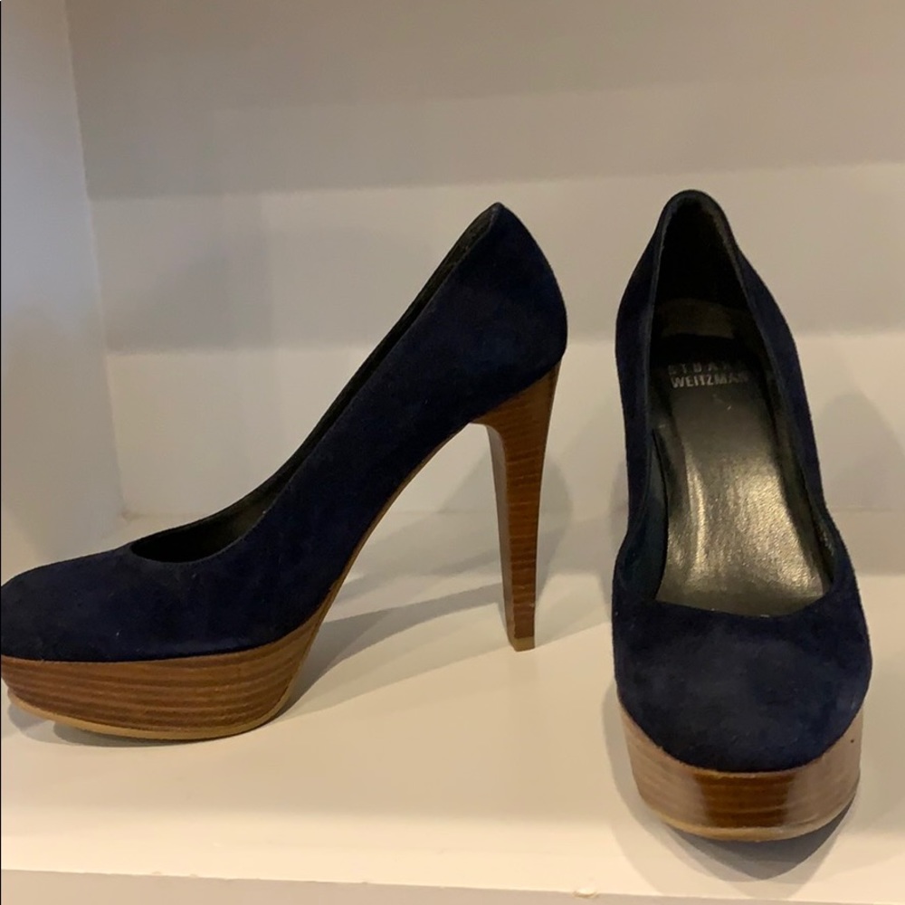 Navy suede Stewart Weitzman heel, New without tags